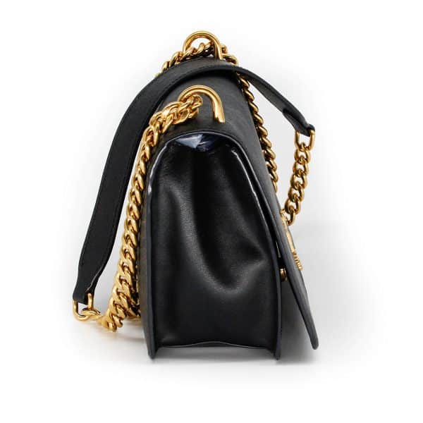 Prada Flap Chain Shoulder Bag Saffiano Leather Black