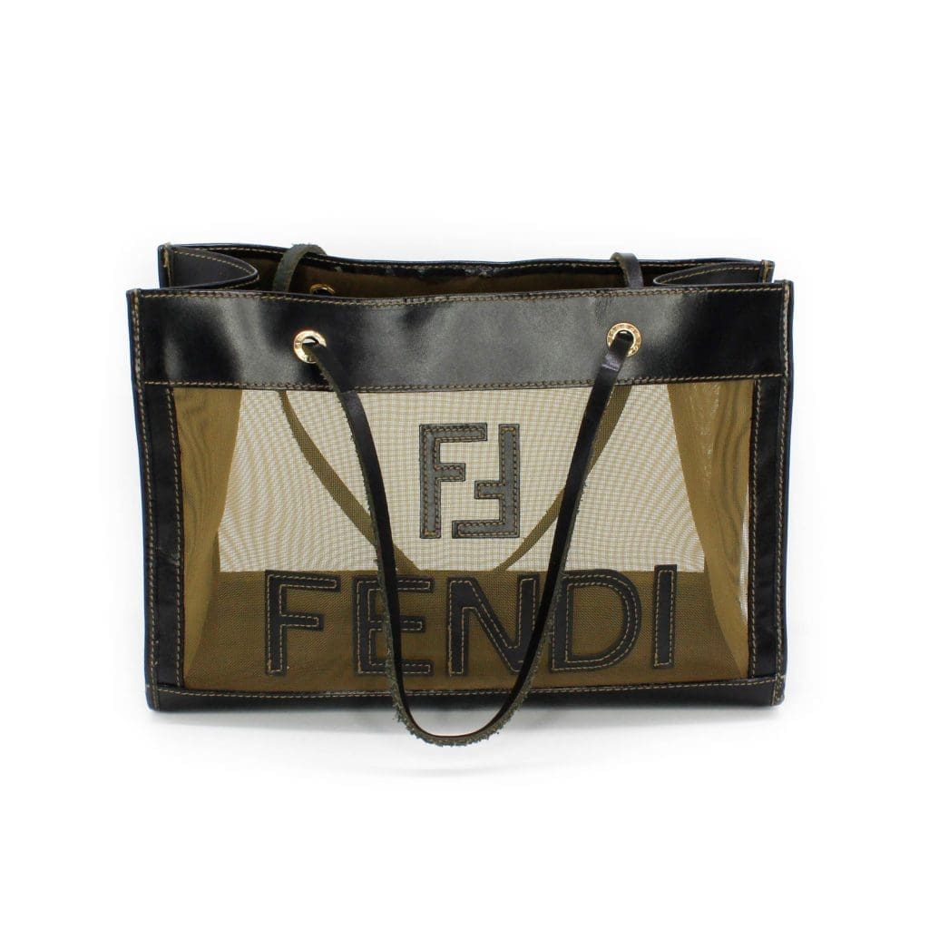 Fendi Mesh and Leather Tote Mini in Black