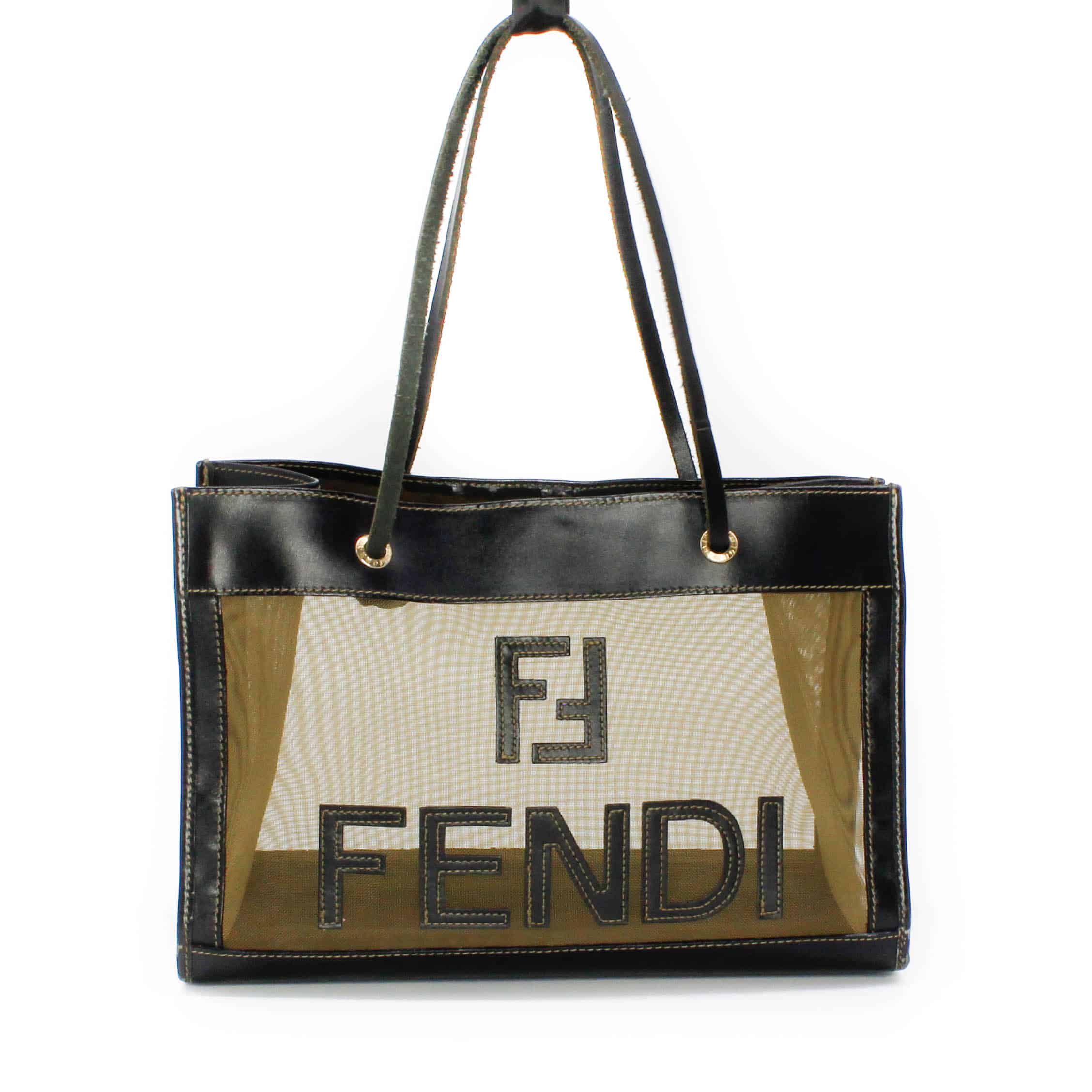 Fendi Mesh and Leather Tote Mini in Black