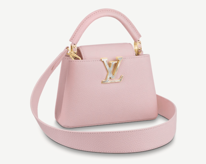 pink top handle with LV all leather bag