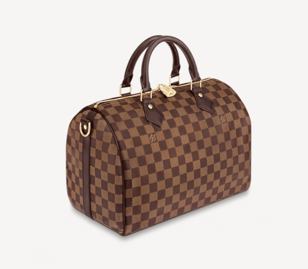 brown duffle bag with checkered