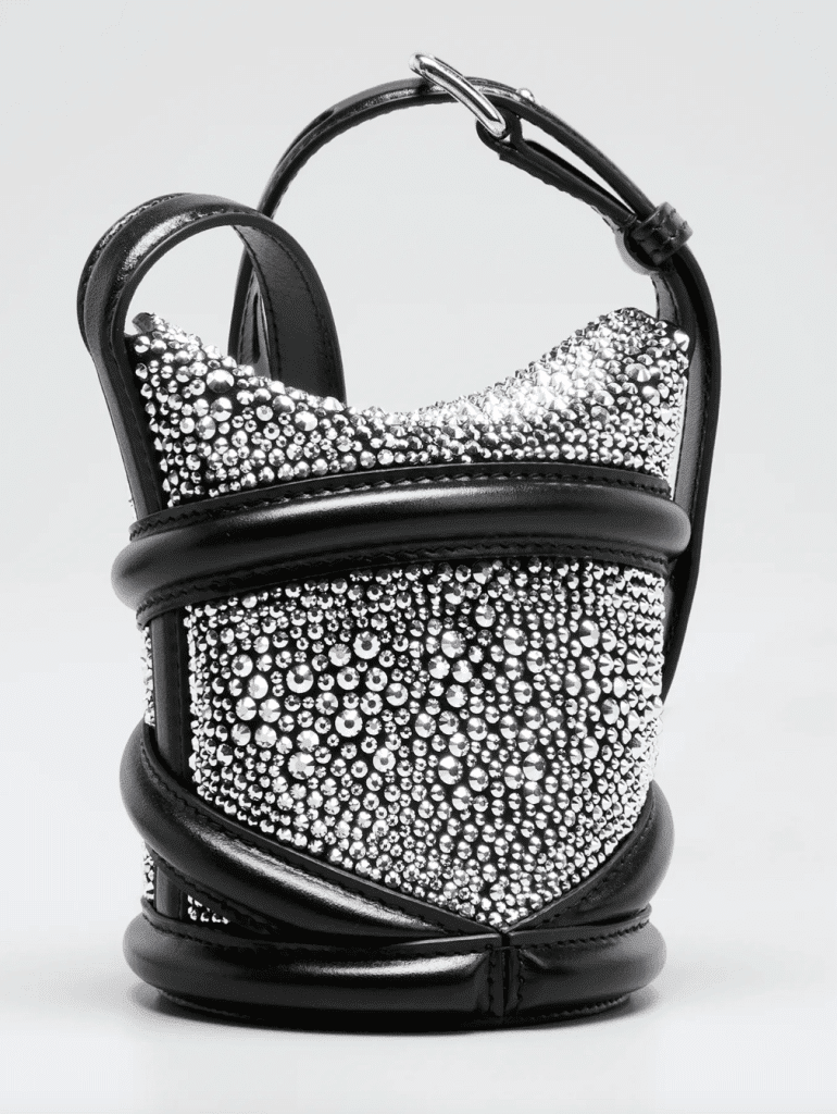 alexander mcqueen Crystal Crossbody Bucket Bag