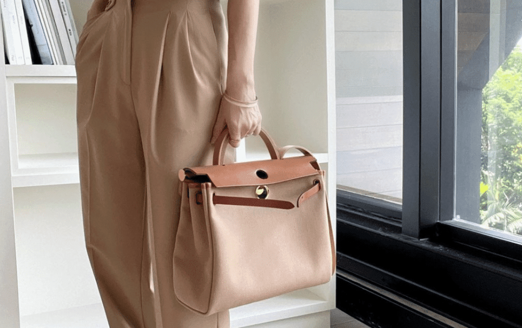 hermes herbag leather and tan brown